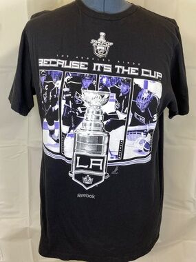 LA Kings Hockey 2012 Playoffs Shirt Sz L Reebok Black Short Sleeve